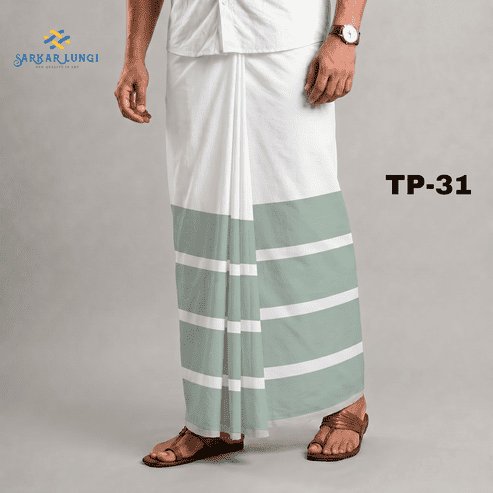 TP-31 কোডঃ TP 31 – Super Soft TWO PART White Lungi - Image 1